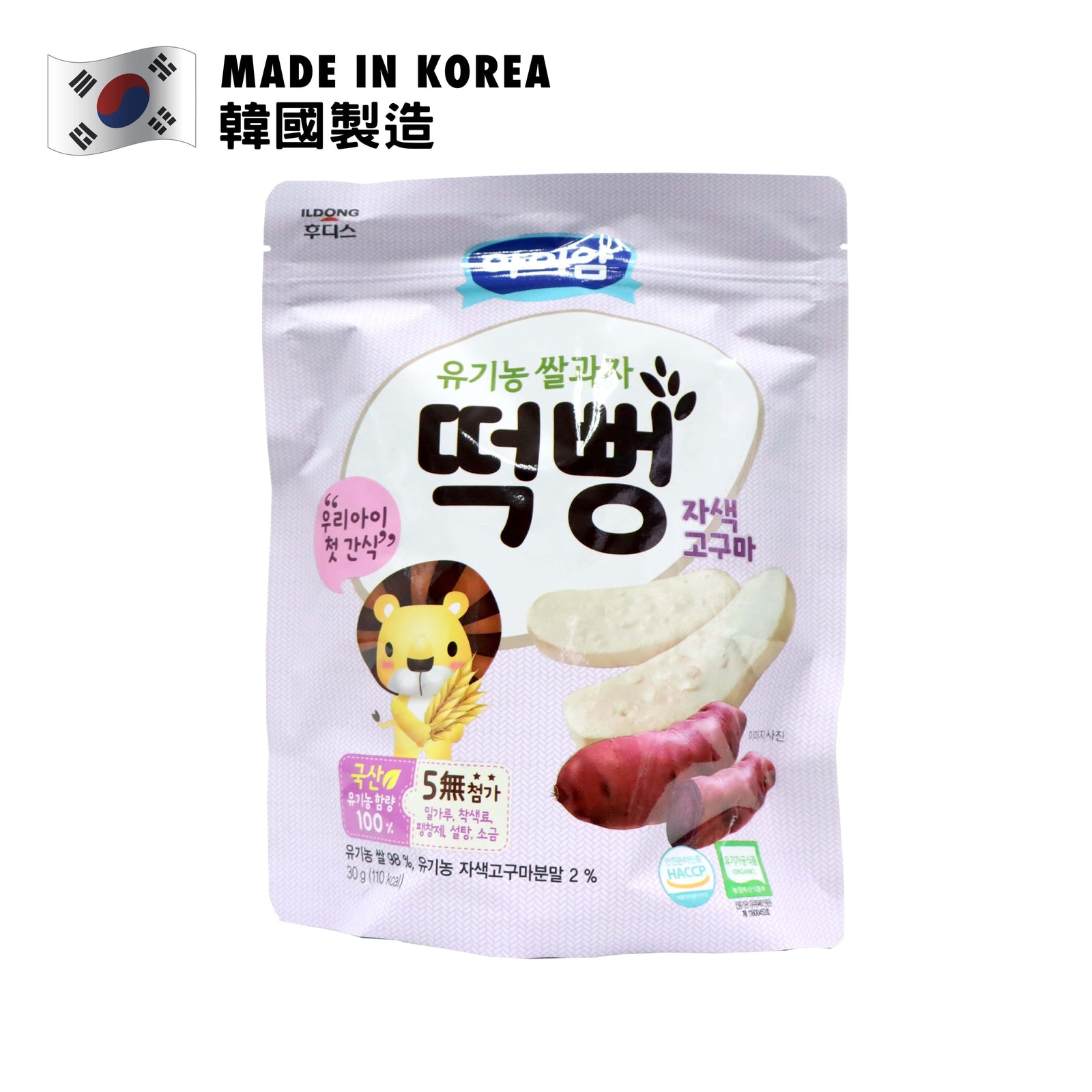 Ildong Organic Rice Rusk Sweet Potato Flavour 30g