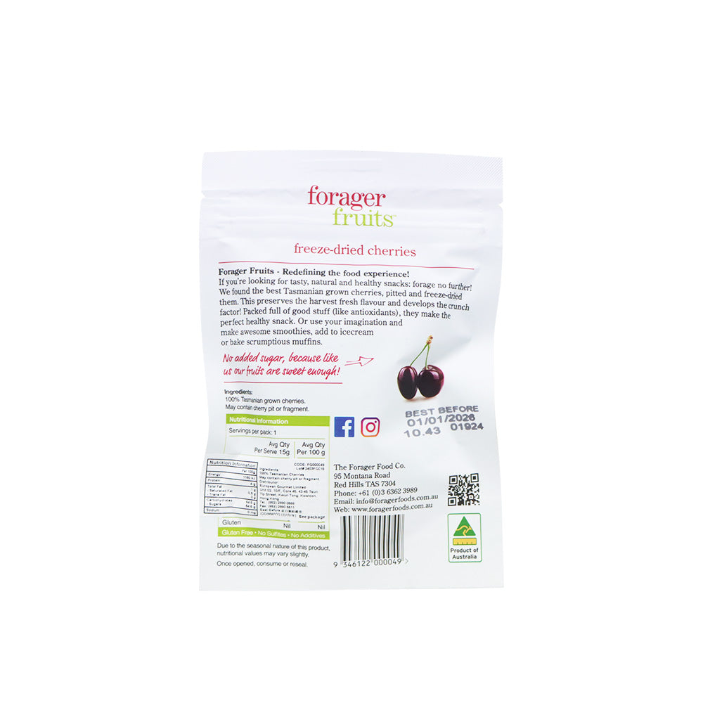 Forager Fruits 冷凍乾燥塔斯曼尼亞車厘子乾 15克