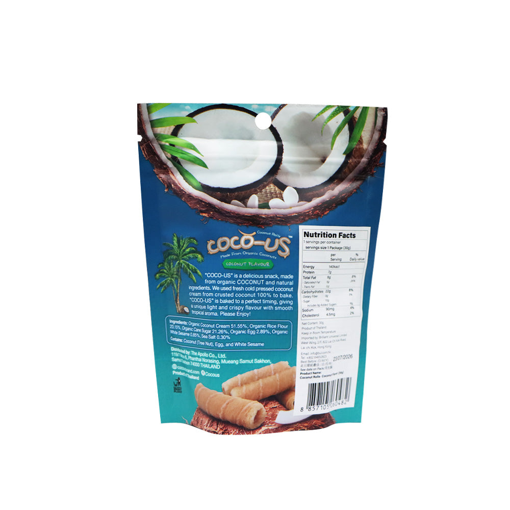 Coco-us 原味椰香威化小蛋卷 椰子味 30克