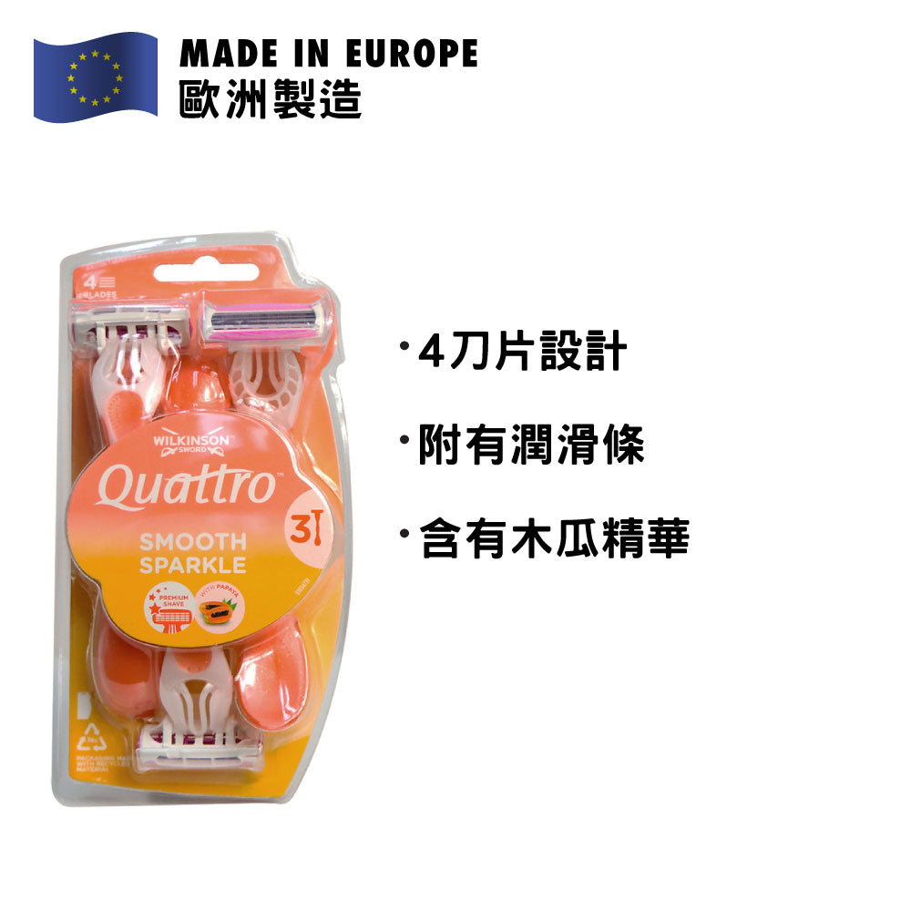 Wilkinson Sword Quattro for Women Sparkle Razor 3pcs