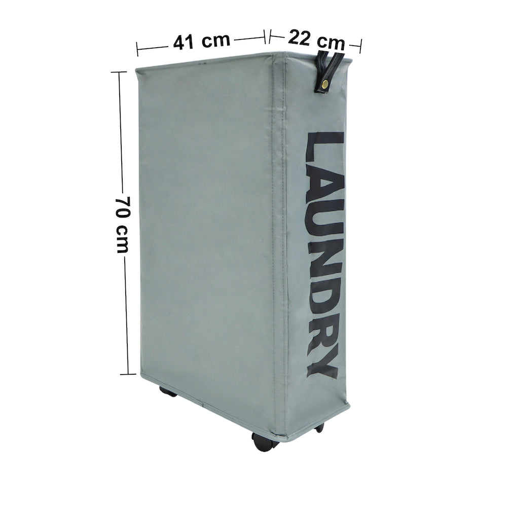 灰色可摺叠帶滾輪污衣籃尺寸