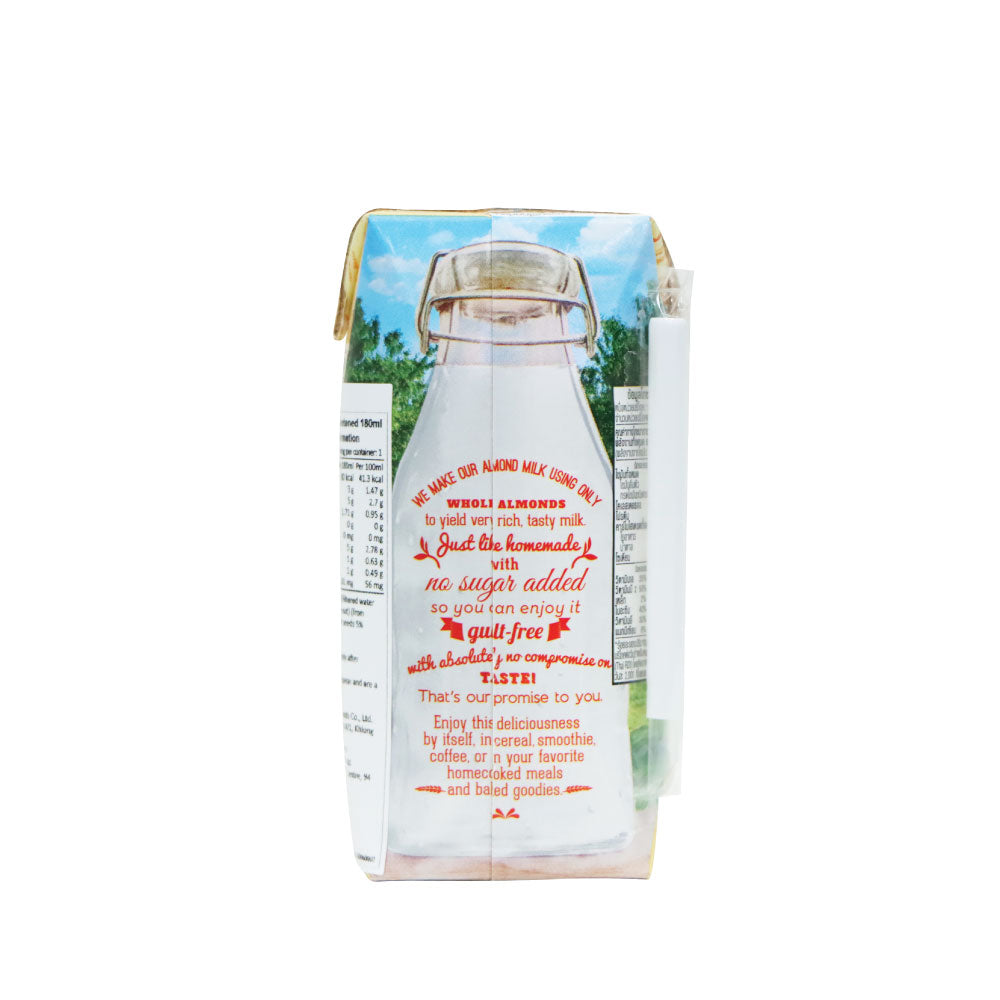 137°C degrees 無糖杏仁奶 180毫升 (36件原箱裝) 產品包裝側面展示,無糖杏仁奶,健康飲品。