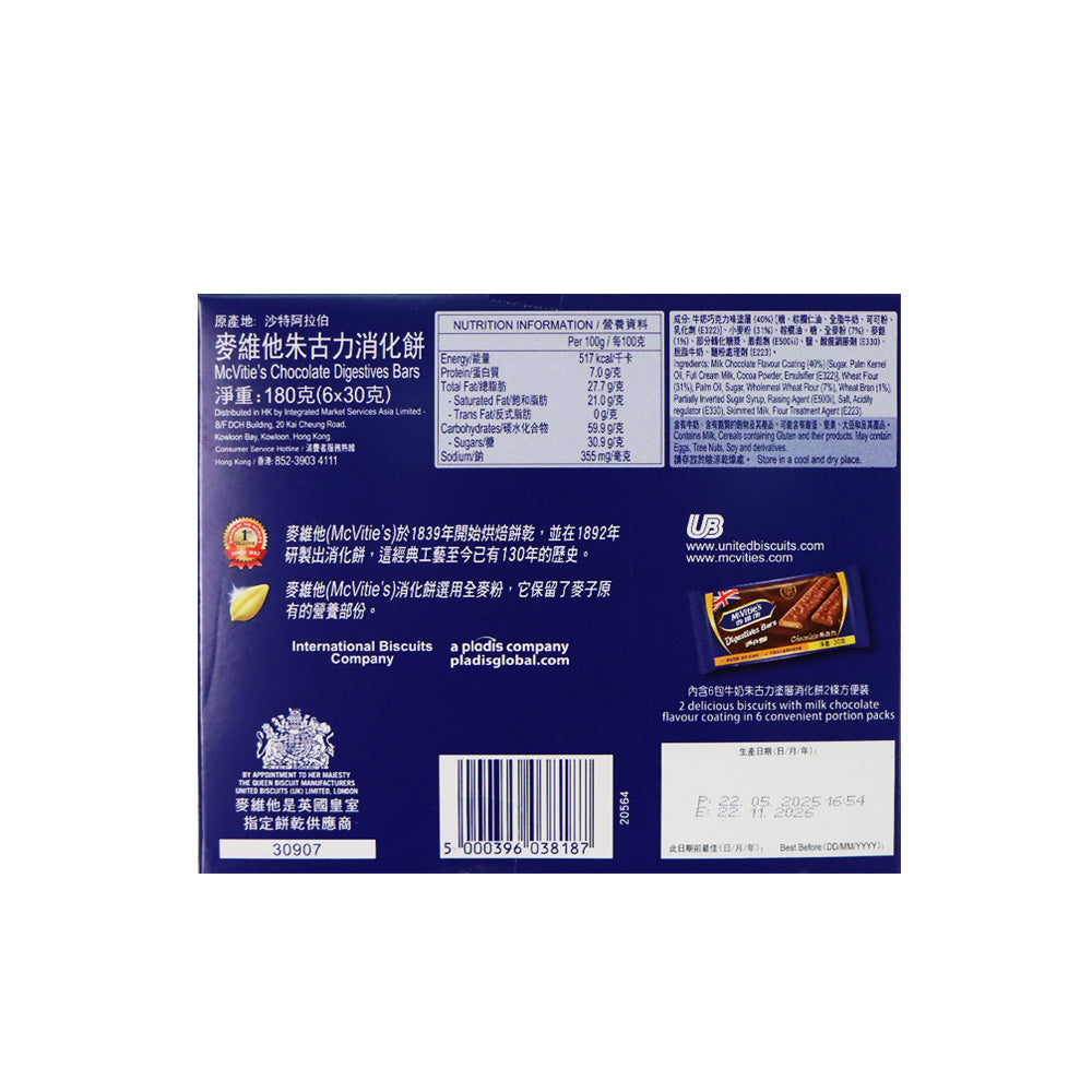 麥維他朱古力手指餅 (每盒6小包) 180克