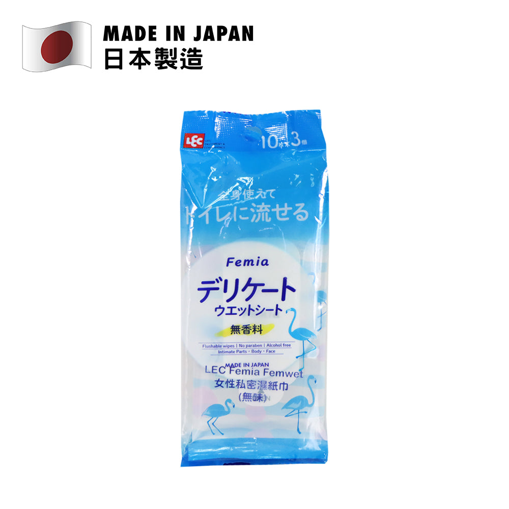 LEC Femia Femwet 女性私密濕紙巾 (天然無香) 10張x3包