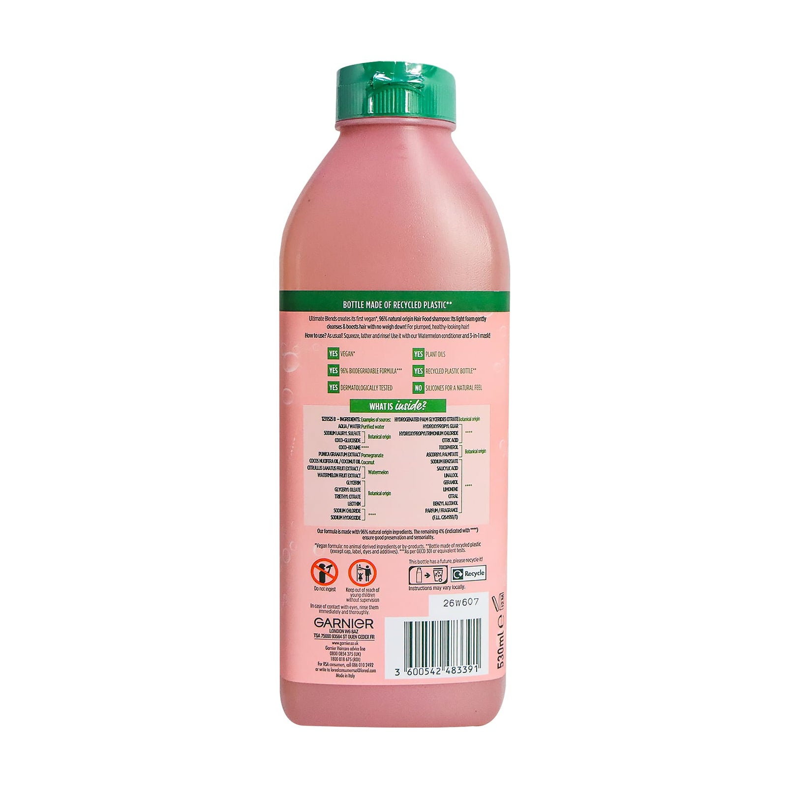 Garnier Ultimate Blends Hair Food Shampoo 530ml (Watermelon)