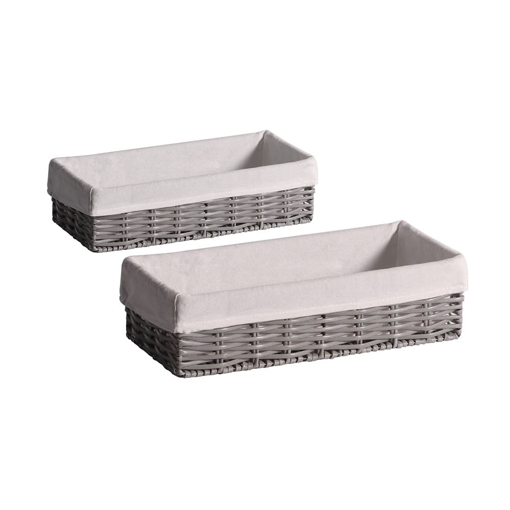 Rattan Storage Baskets White x Grey 2pcs