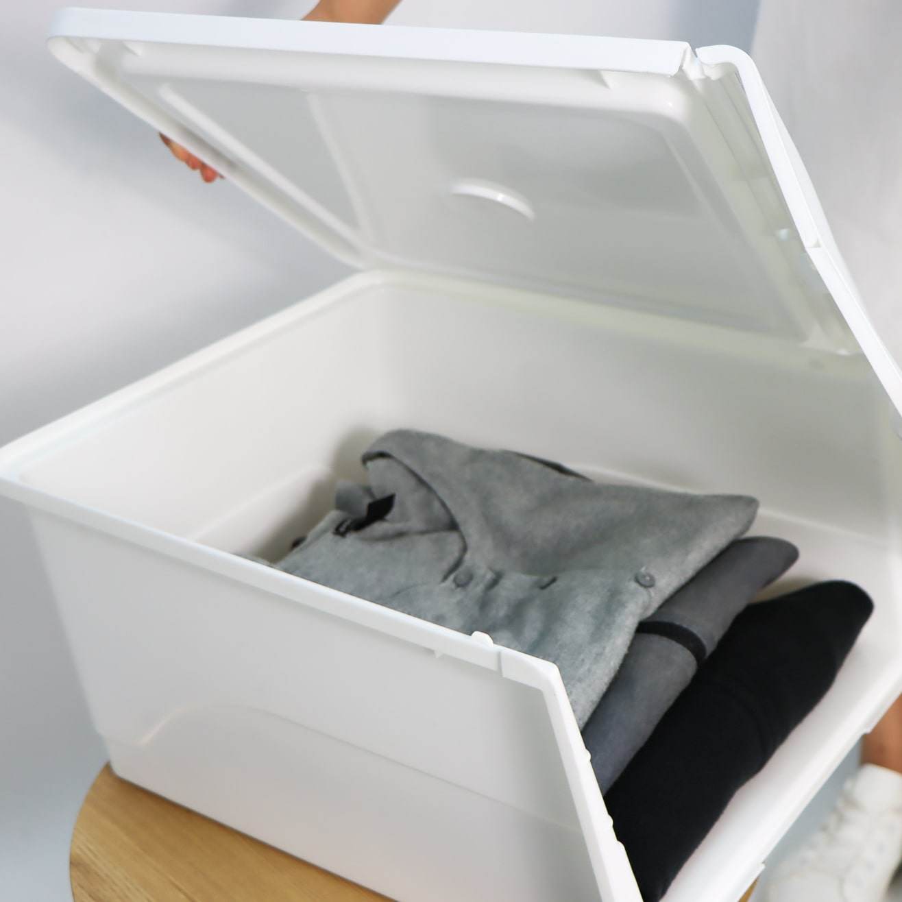 收納儲物膠箱可揭蓋