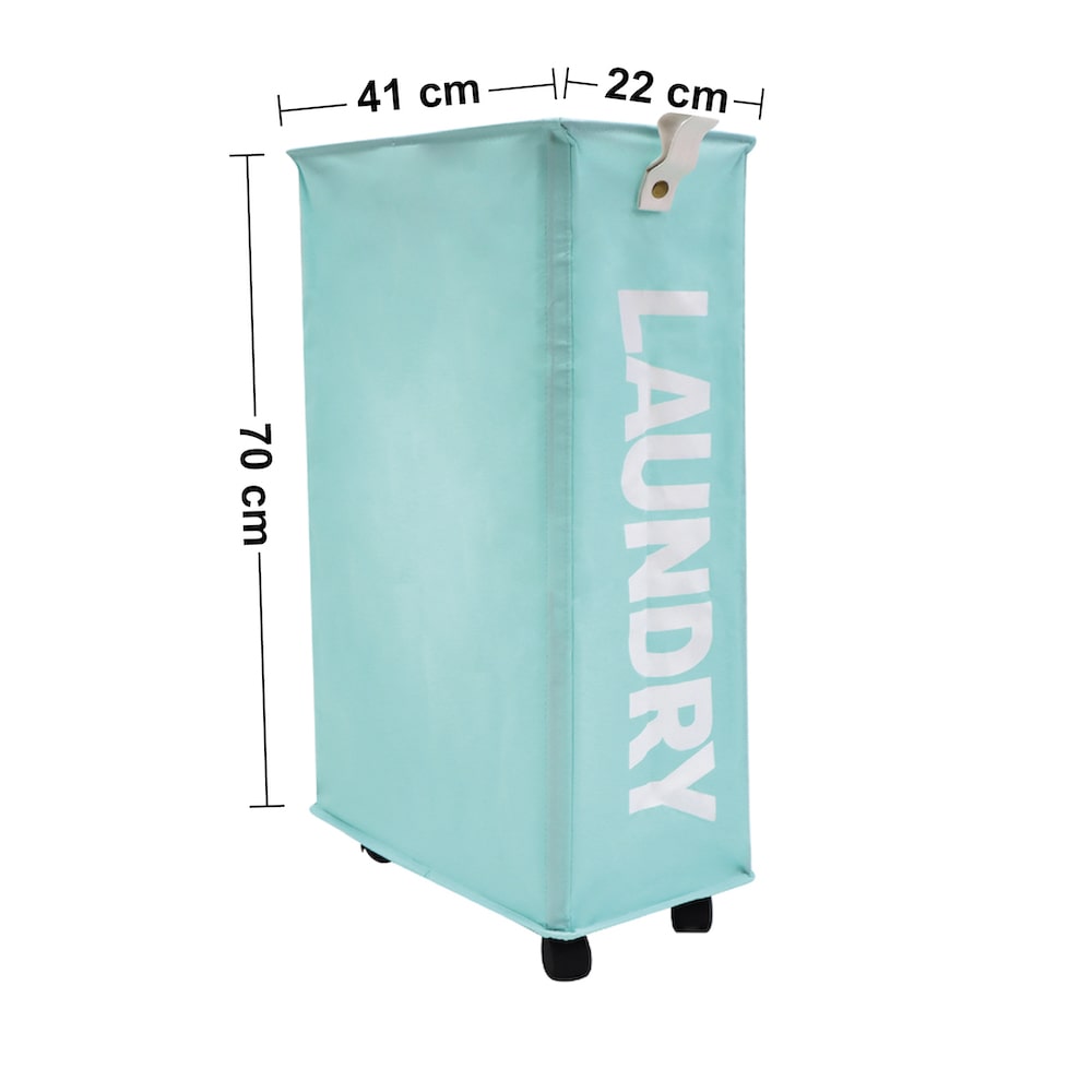 藍色可摺叠帶滾輪污衣籃尺寸