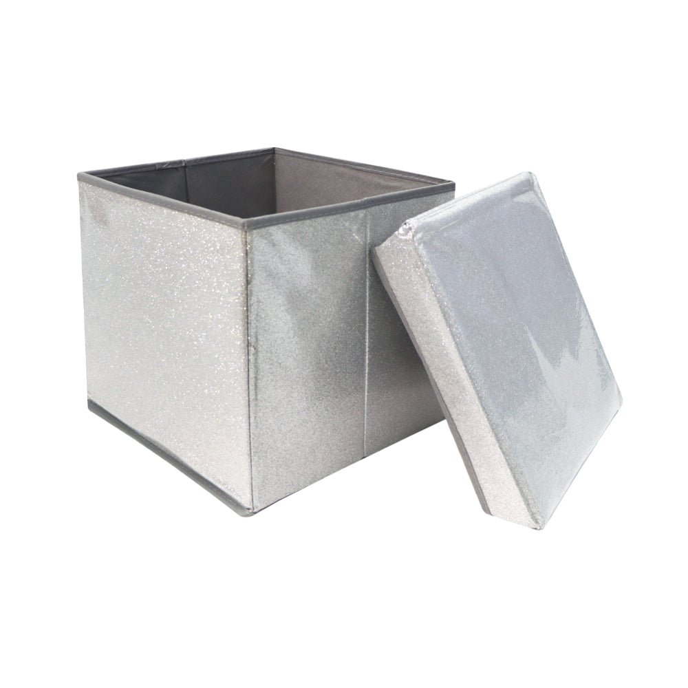 銀色可摺疊閃亮收納凳以不織布保護內層