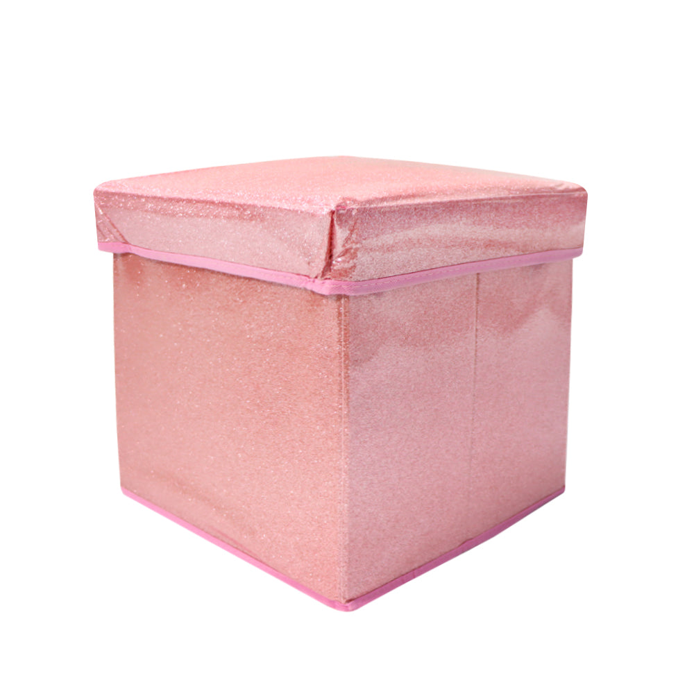 粉紅色可摺疊閃亮收納凳