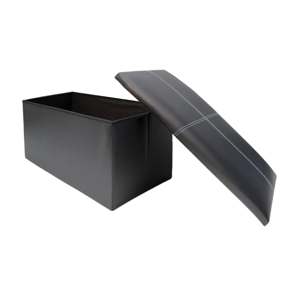 可摺疊仿皮收納長凳