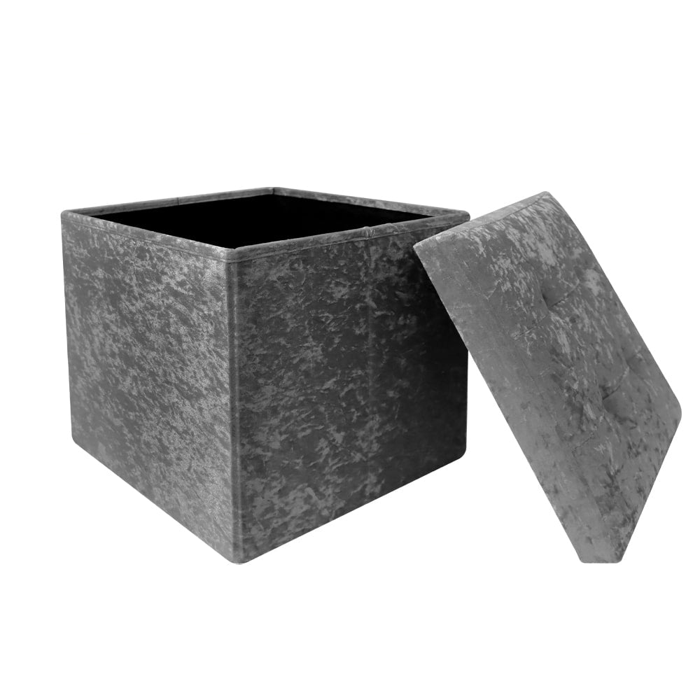 木炭色可摺疊絨面收納凳