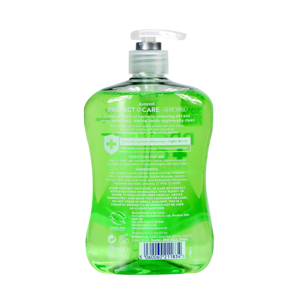 Astonish Protect and Care Antibacterial Handwash + Aloe Vera 600ml