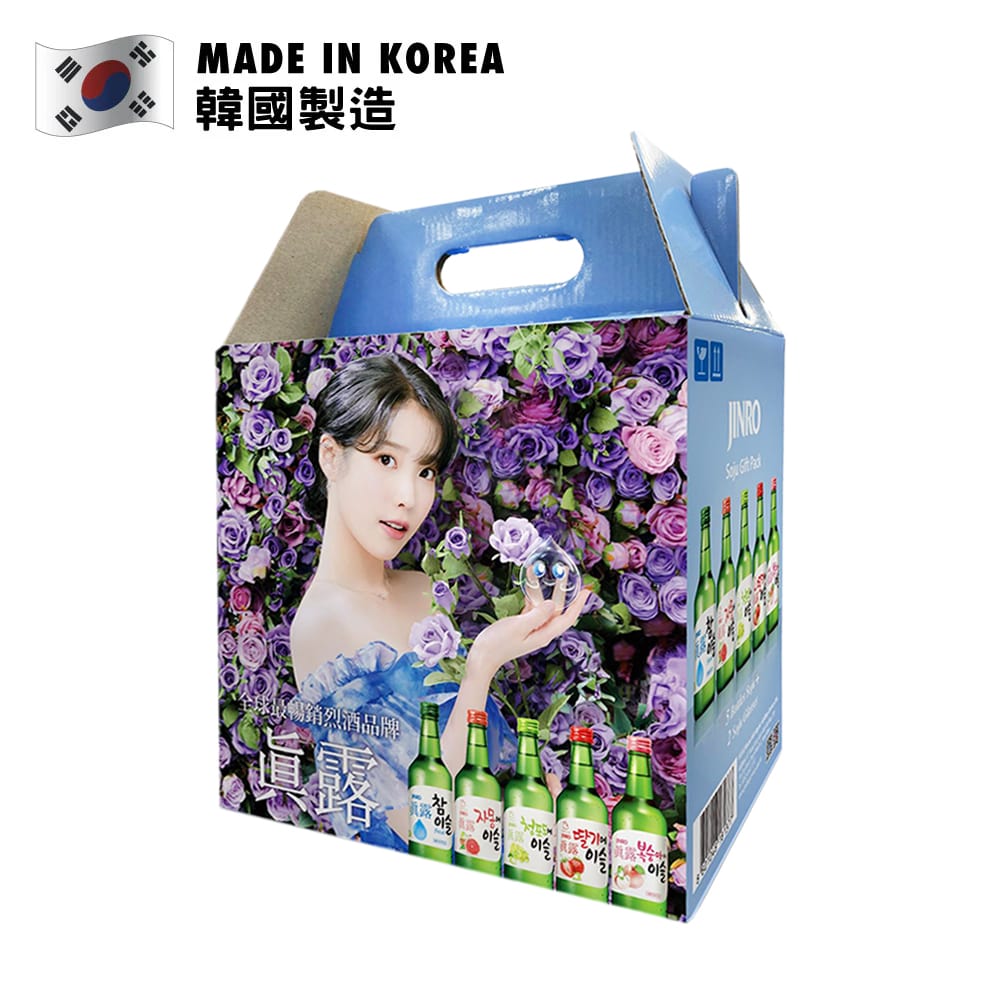 真露 果味燒酒5支裝連2個燒酒杯禮盒套裝 (藍色)