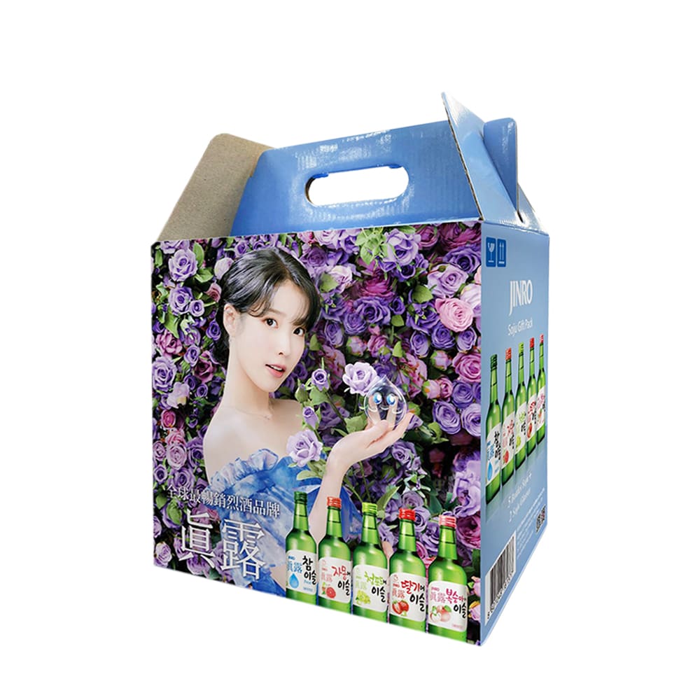 真露 果味燒酒5支裝連2個燒酒杯禮盒套裝 (藍色)