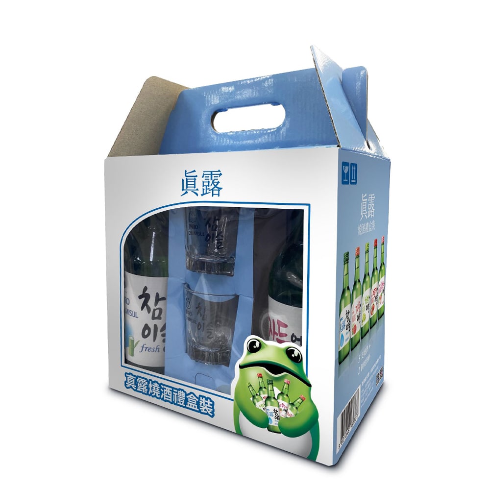 真露 果味燒酒5支裝連2個燒酒杯禮盒套裝 (藍色)