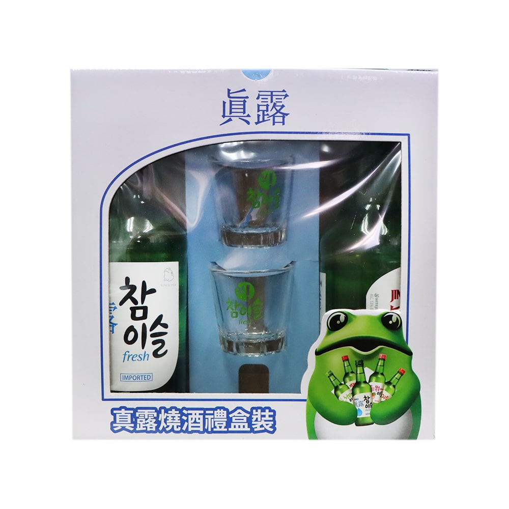 真露 果味燒酒5支裝連2個燒酒杯禮盒套裝 (藍色)