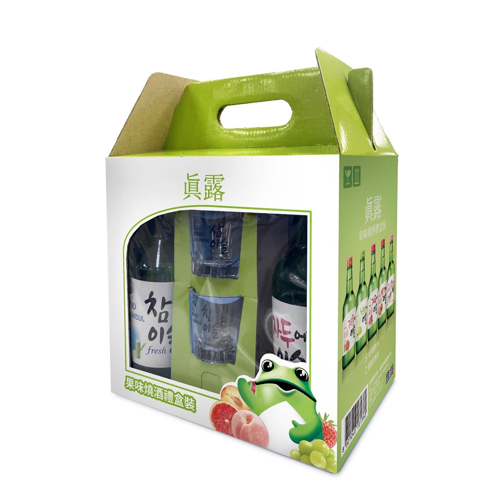真露 果味燒酒5支裝連2個燒酒杯禮盒套裝 (綠色)
