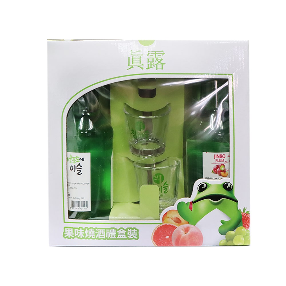 真露 果味燒酒5支裝連2個燒酒杯禮盒套裝 (綠色)