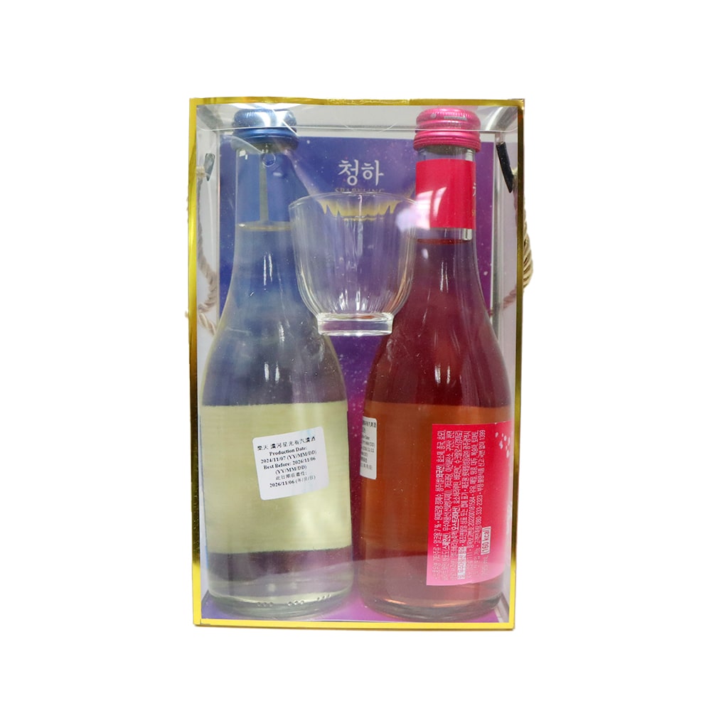 樂天 清河星光有汽清酒2支裝連1個清酒杯禮盒套裝