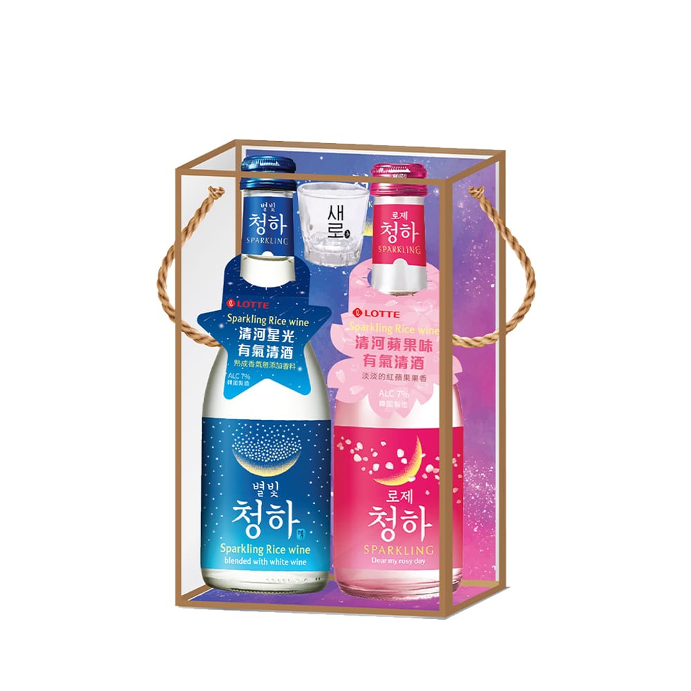 樂天 清河星光有汽清酒2支裝連1個清酒杯禮盒套裝