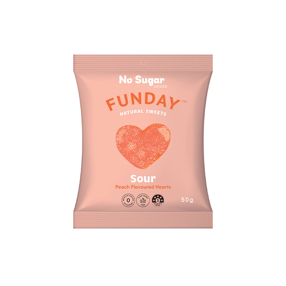 Funday Sweet Sour Peach Flavoured Hearts 50g