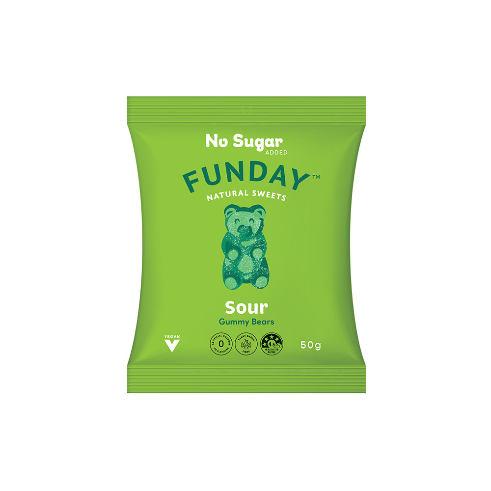 Funday Sweet Fruity Flavoured Vegan Sour Gummy Bears 50g