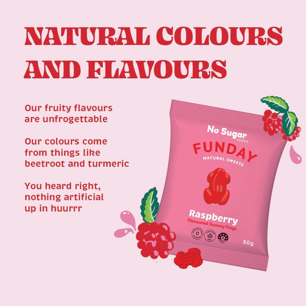 Funday Sweet Raspberry Flavoured Gummy Frogs 50g
