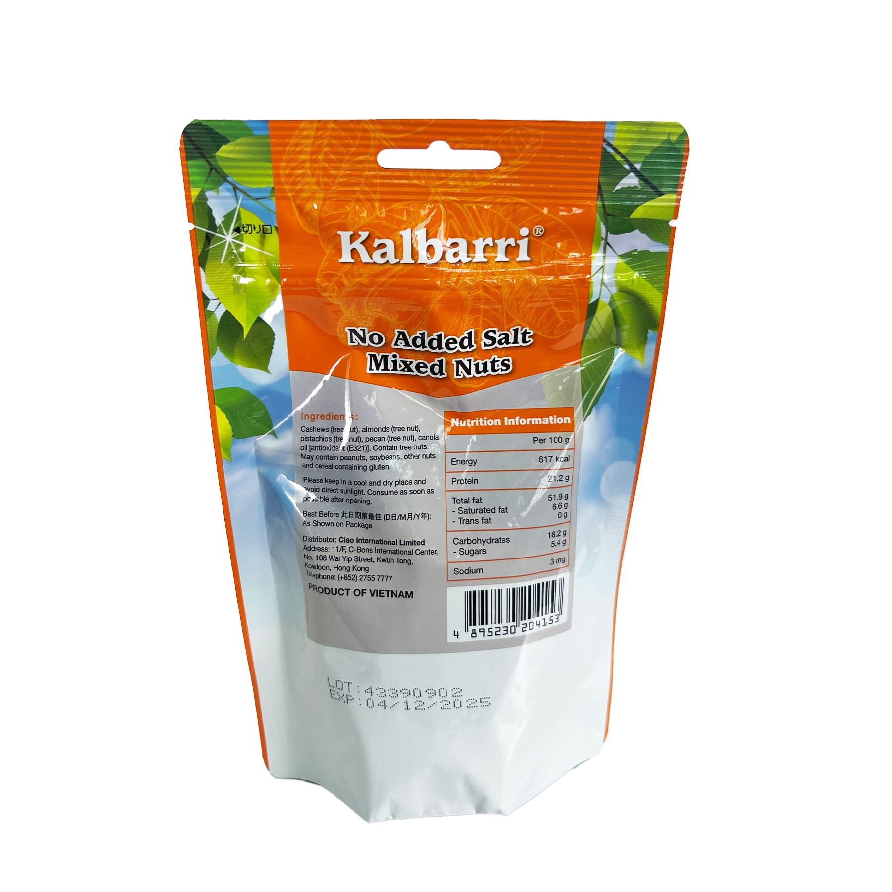 Kalbarri Unsalted Mixed Nuts 120g