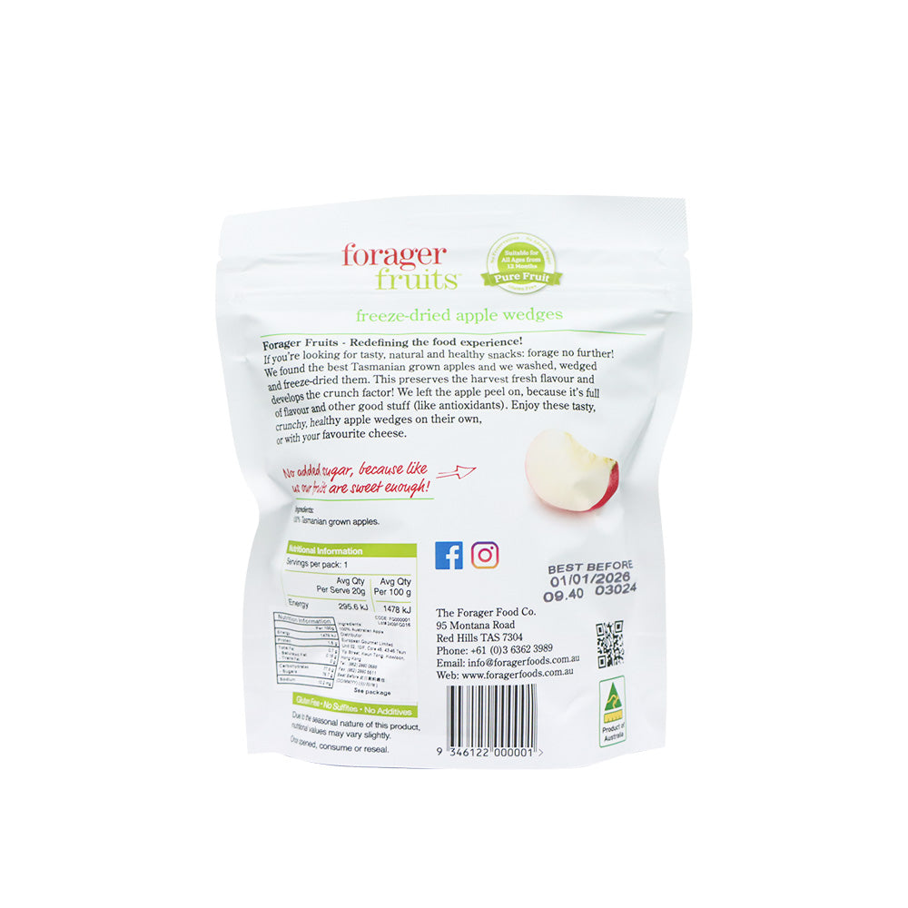 Forager Fruits 冷凍乾燥厚切蘋果乾 20克