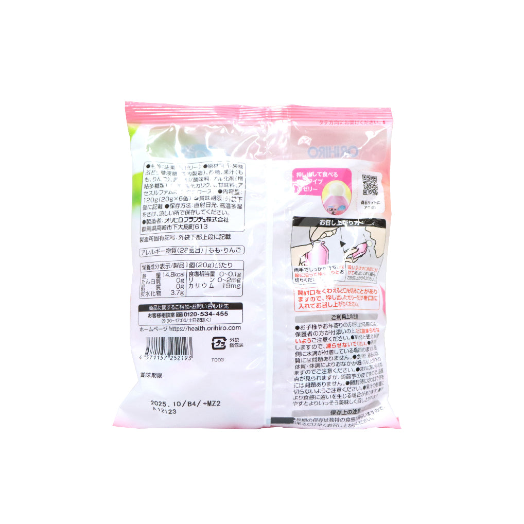 Orihiro 蒟蒻啫喱(水蜜桃) 6件裝