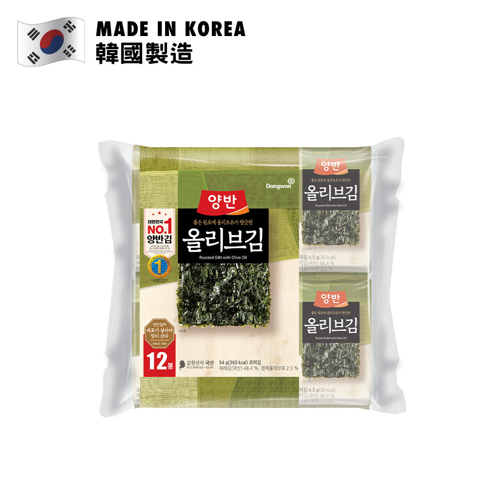 Dongwon Yangban Laver Olive Oil Seasoned (12 packs)