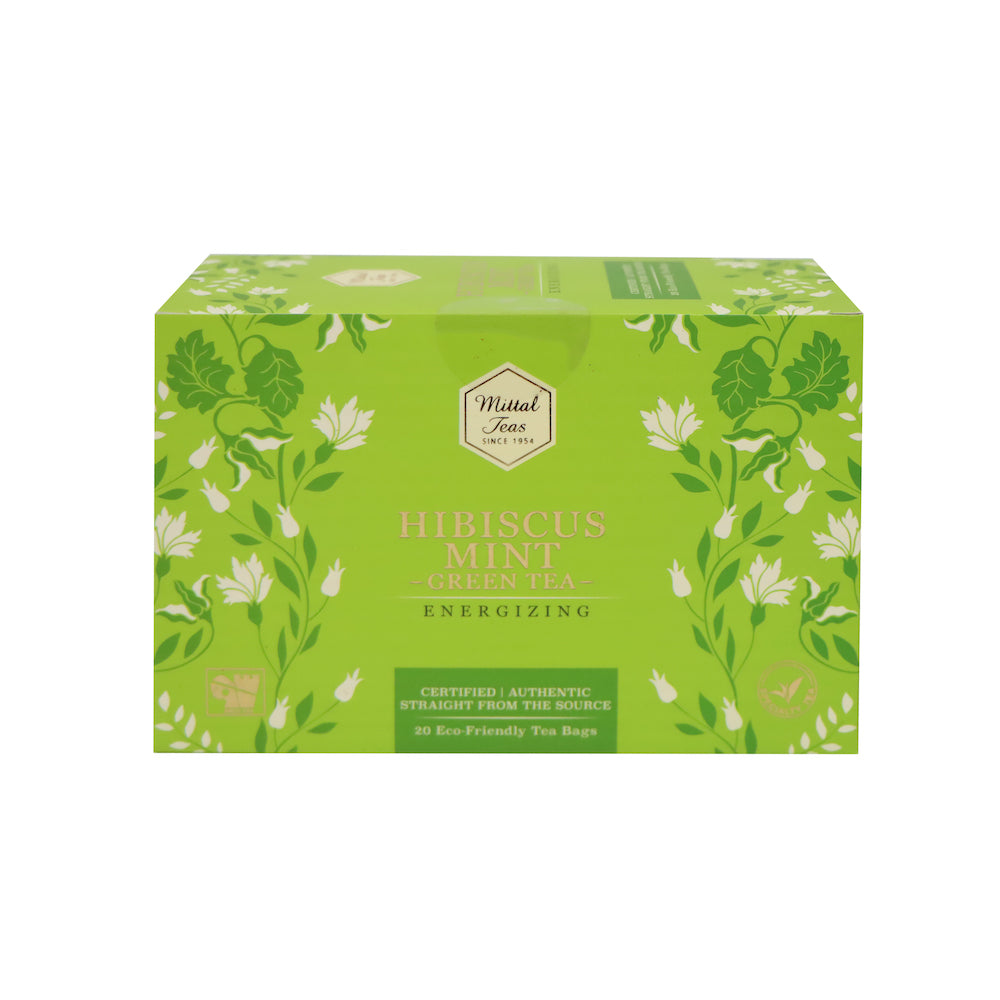 Mittal Teas Hibiscus Mint Green Tea (20 Eco Friendly Bags)