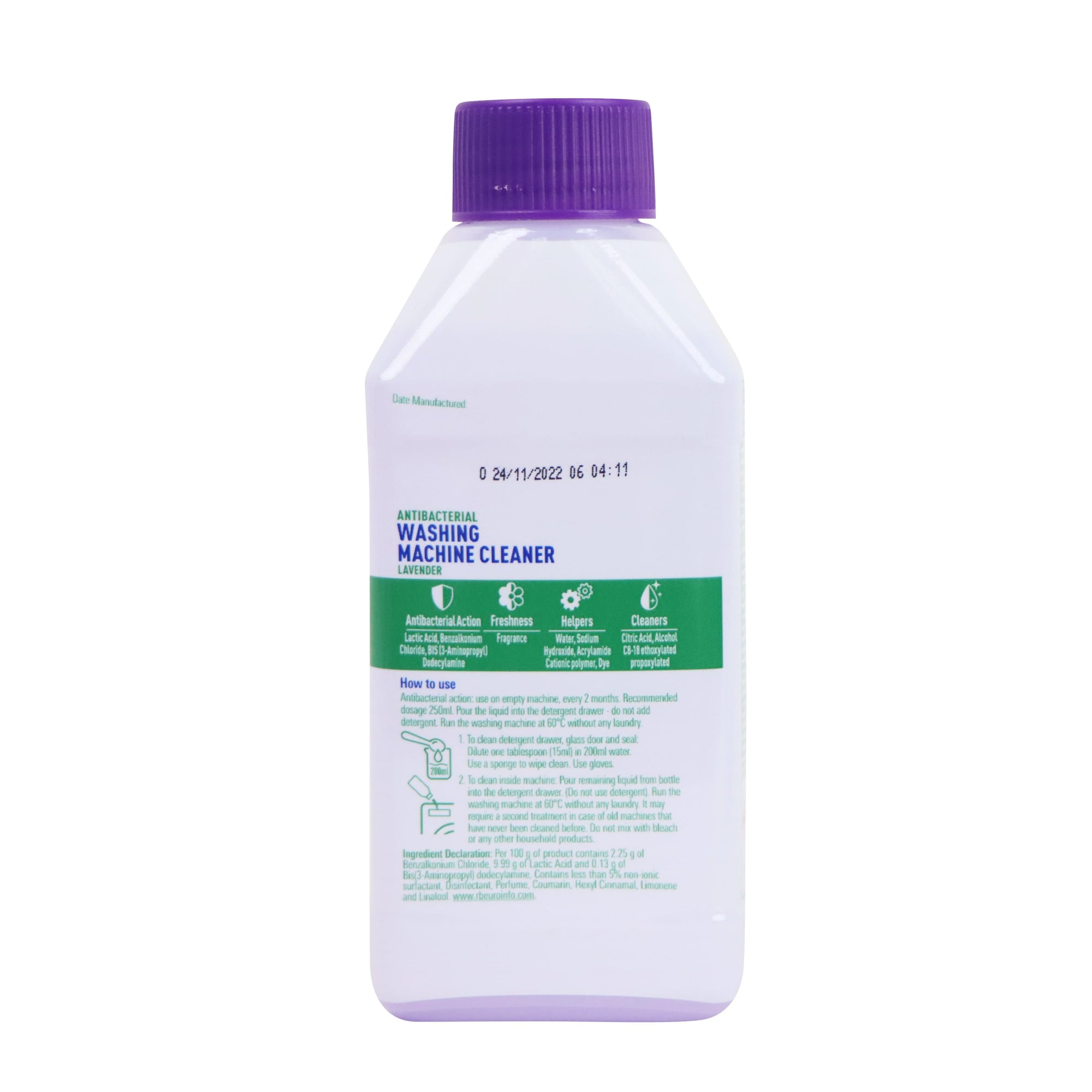 Dettol 5-in-1 Antibacterial Washing Machine Cleaner 250ml (Lavender)