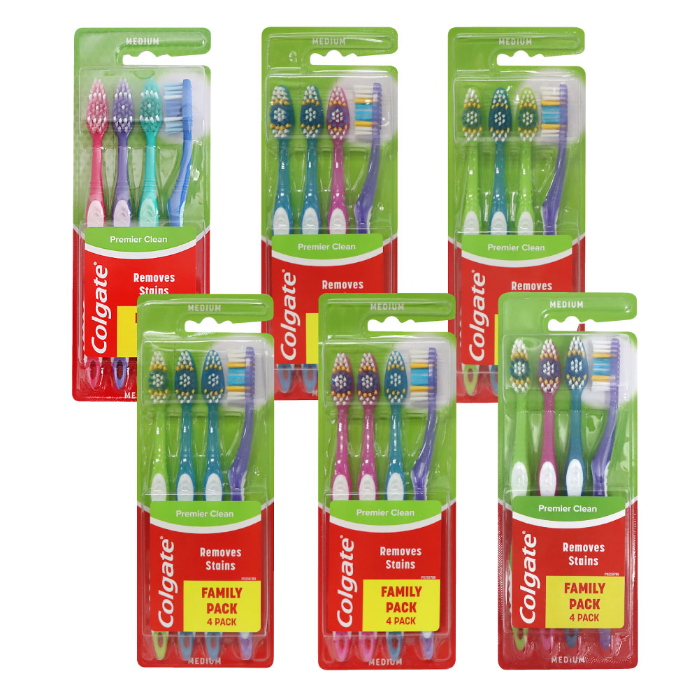 Colgate Premier Clean Medium Bristle Toothbrush 4pcs (Random Colour)