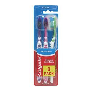 Colgate Extra Clean Medium Bristle Toothbrush 3pcs (Purple+Pink+Green)