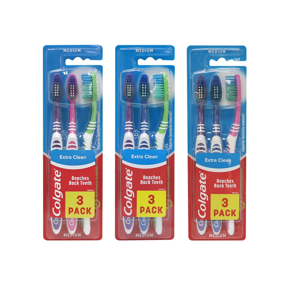 Colgate Extra Clean Medium Bristle Toothbrush 3pcs (Random Color)