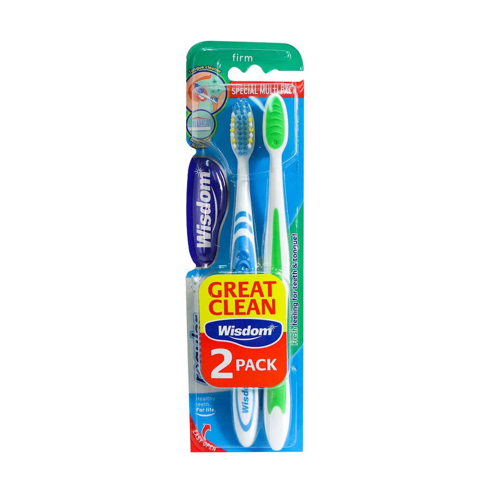 Wisdom Firm Toothbrush 2pcs (Light Blue & Green)