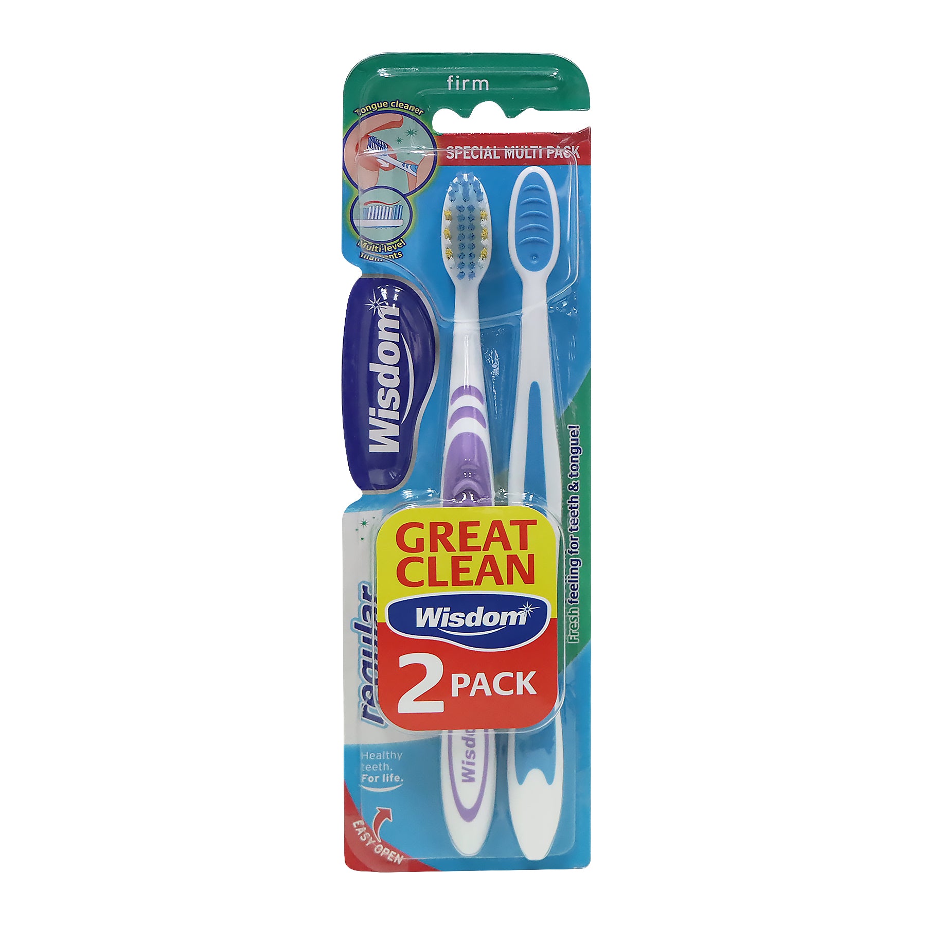 Wisdom Firm Toothbrush 2pcs (Purple & Light Blue)