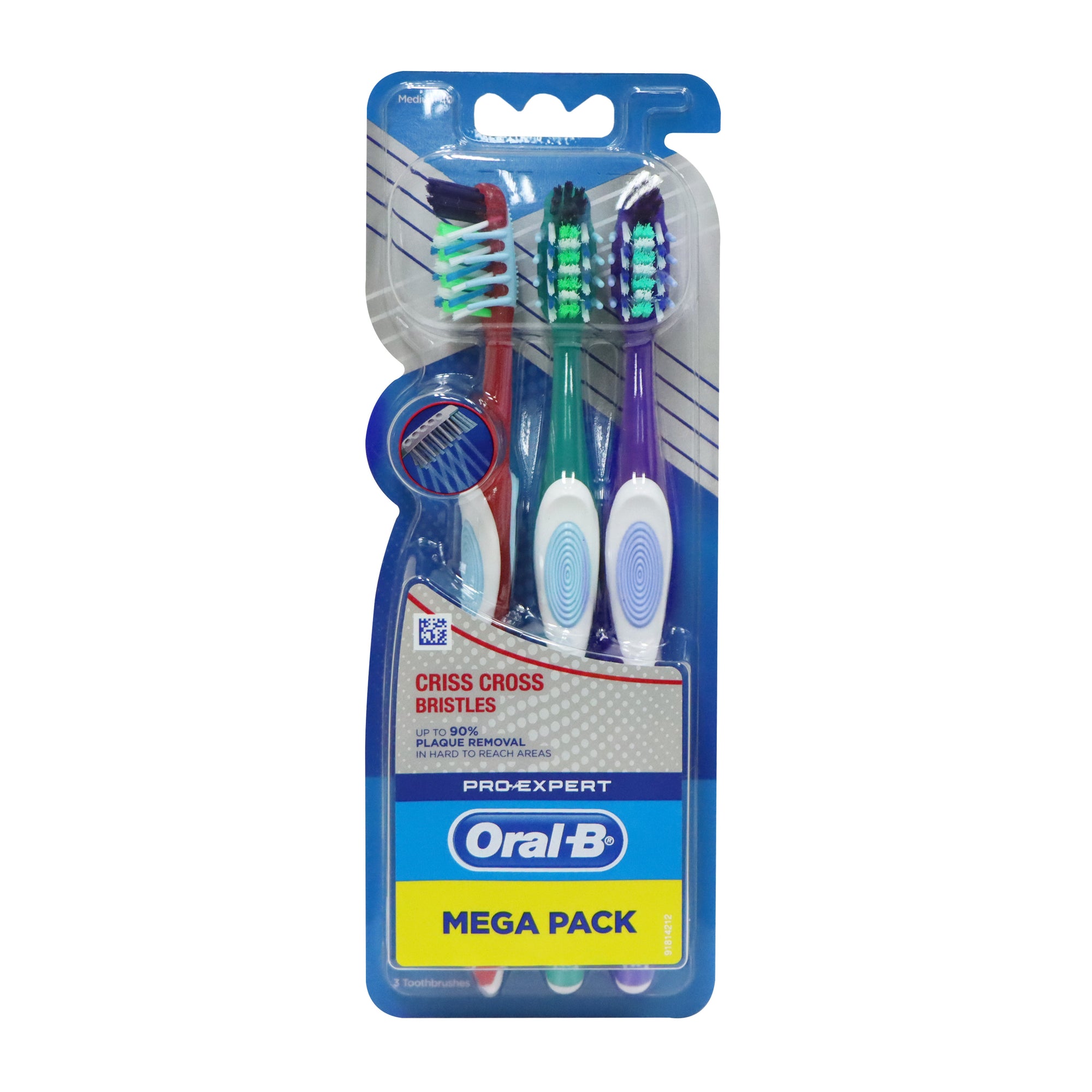 Oral-B Pro-Expert Criss Cross Toothbrush 3pcs (Purple+Green+Red)