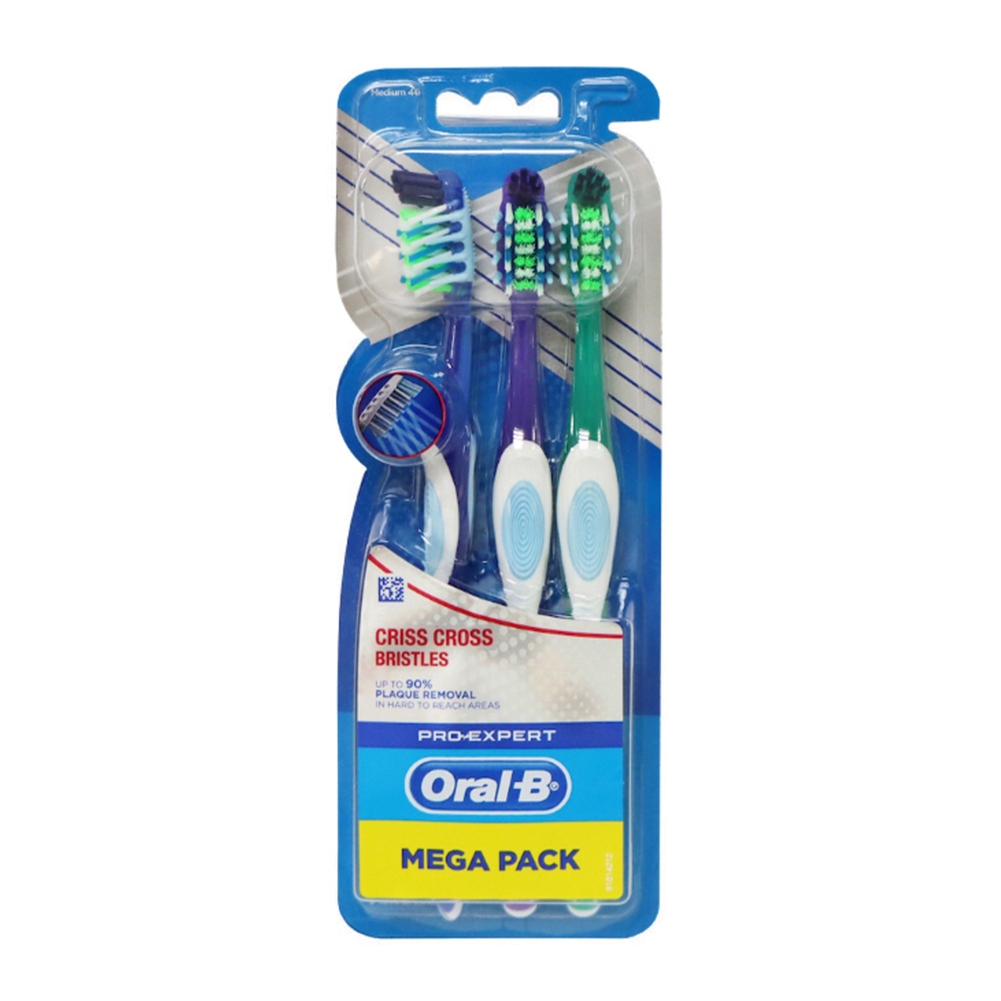 Oral-B 專業多向潔淨刷毛牙刷 3支裝 (藍色+紫色+綠色)