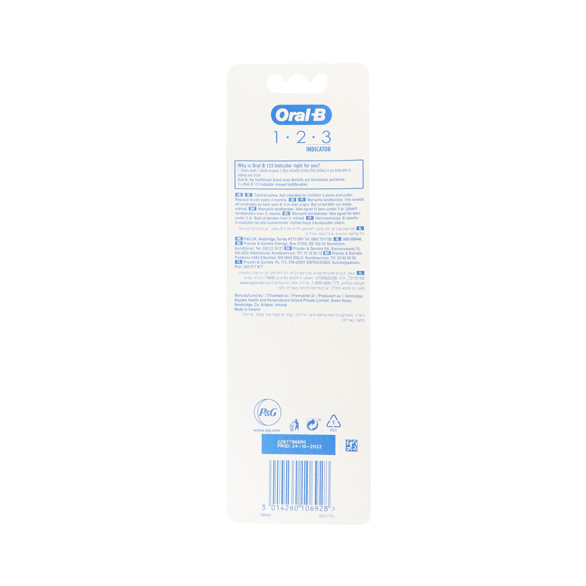 [DP] Oral-B 1-2-3 Indicator Toothbrush 3pcs (Random Colour)