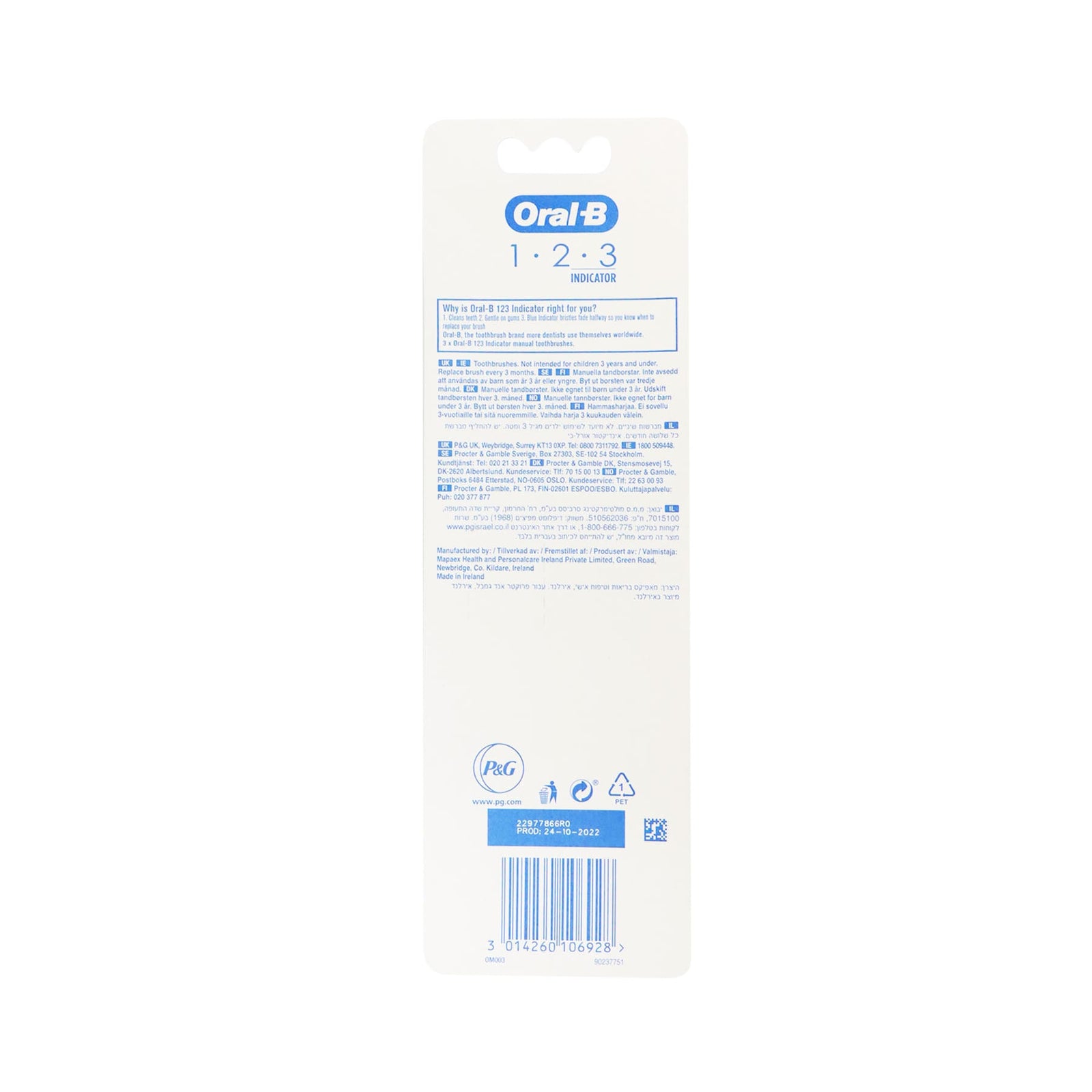 [DP] Oral-B 1-2-3 Indicator Toothbrush 3pcs (Random Colour)