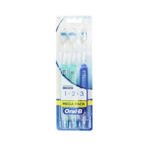 Oral-B 1-2-3 中性毛牙刷 3支裝 (顏色隨機)