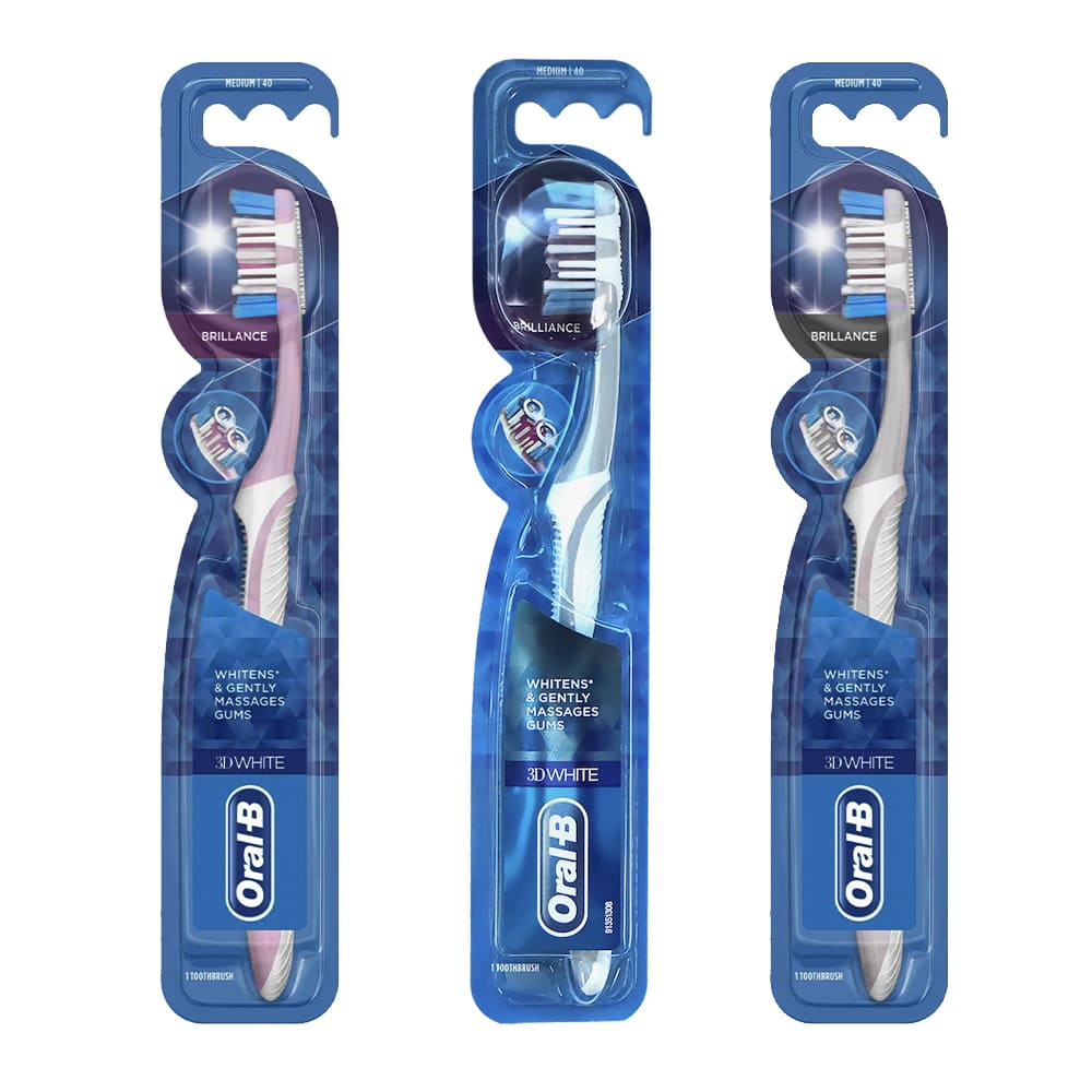 Oral-B 3D 雙效炫白中性毛牙刷 (灰色)