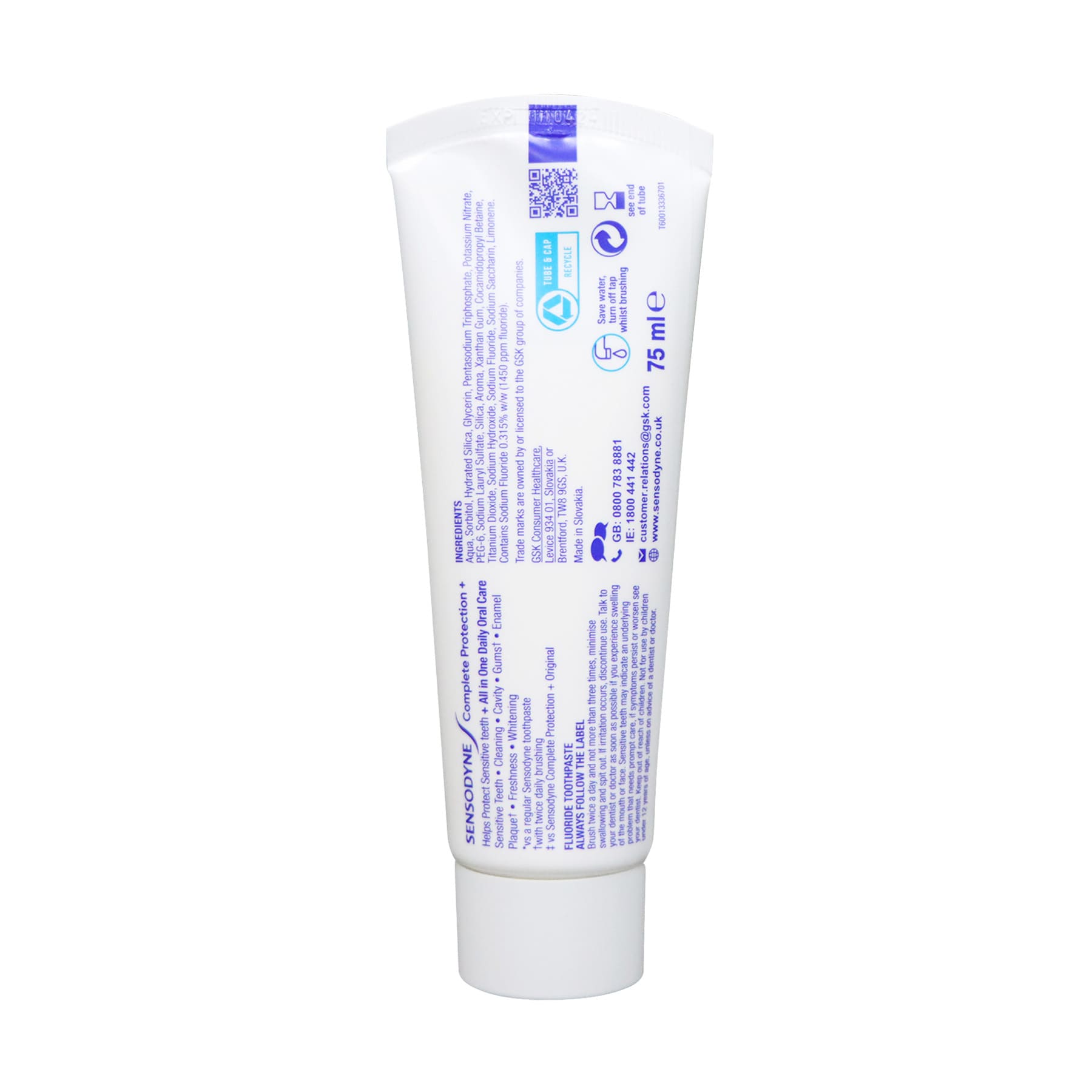Sensodyne Complete Protection+ Advanced Whitening Toothpaste 75ml x 2