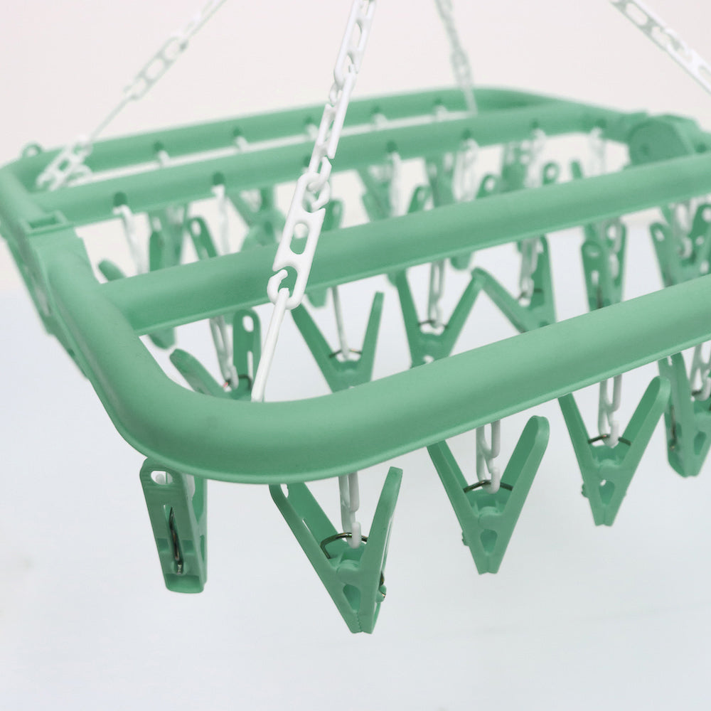 可折疊防風晾衣夾架 (深綠色)