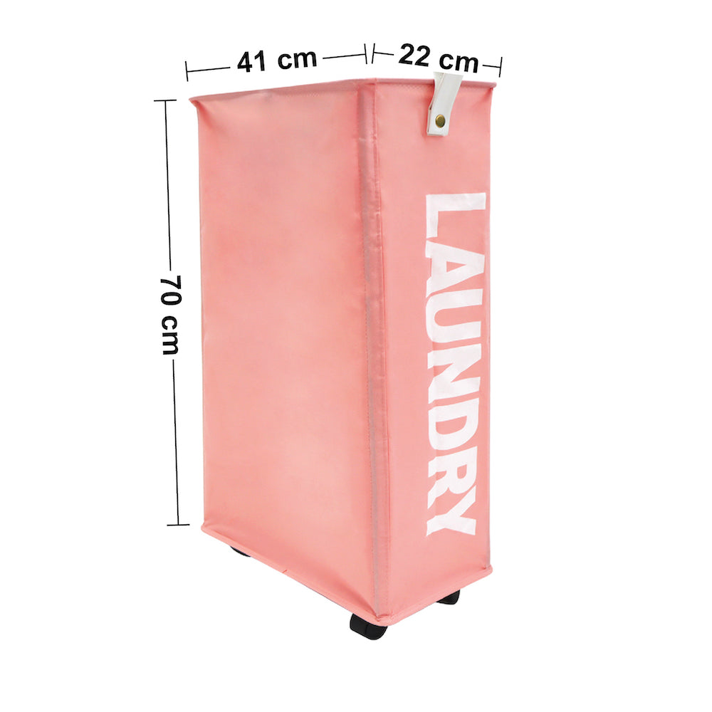 粉紅色可摺叠帶滾輪污衣籃尺寸