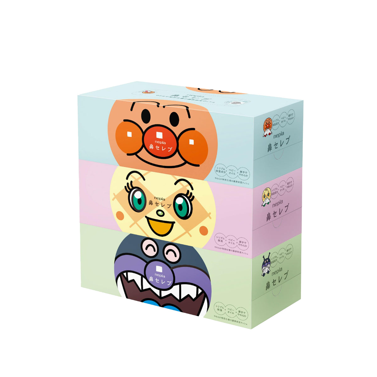 妮飄 日本製麵包超人鼻敏感紙巾 180抽 3盒裝