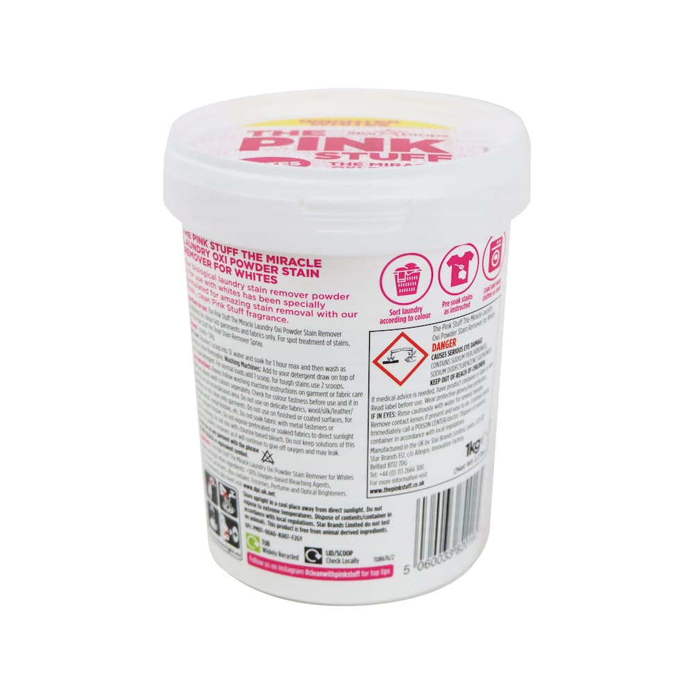 The Pink Stuff The Miracle Laundry Oxi Powder Stain Remover Whites 1kg